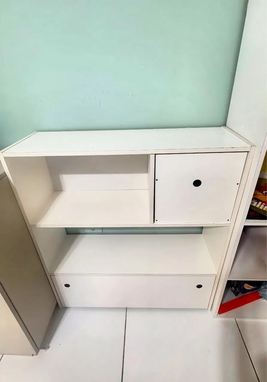Estante Infantil Organizadora Com Nichos 2 Gavetas Susie Branco - Foto 2