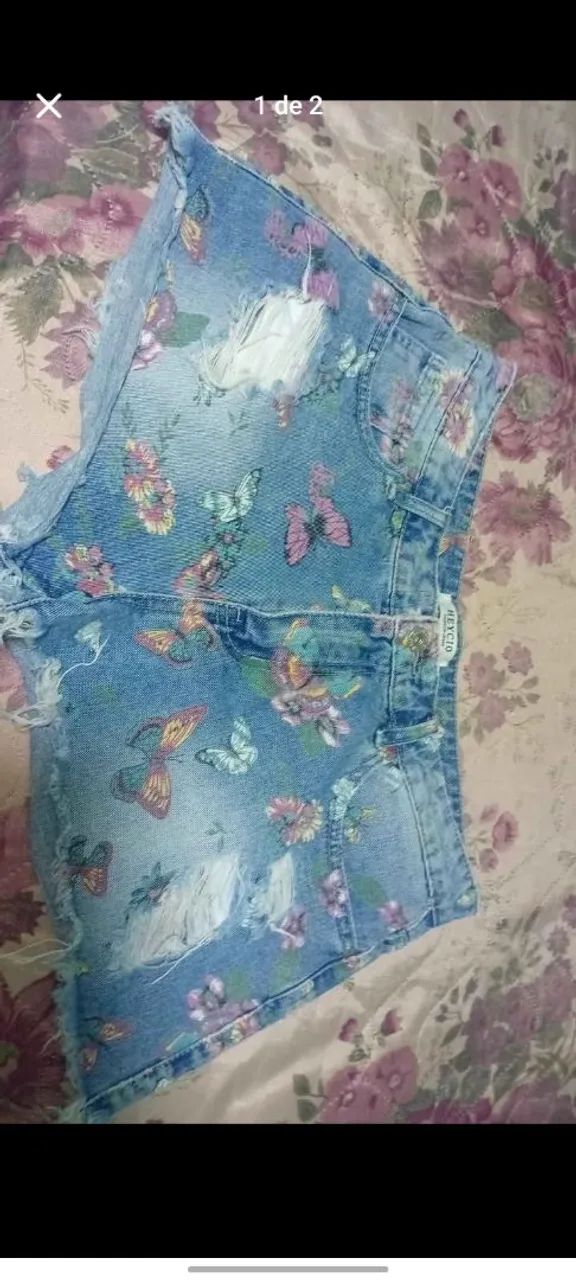 Short Jeans de borboleta