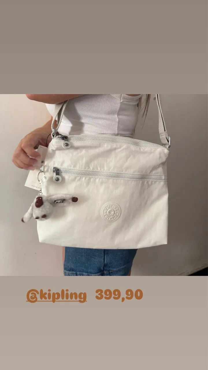 Bolsa Kipling branca média nova importada - Foto 2
