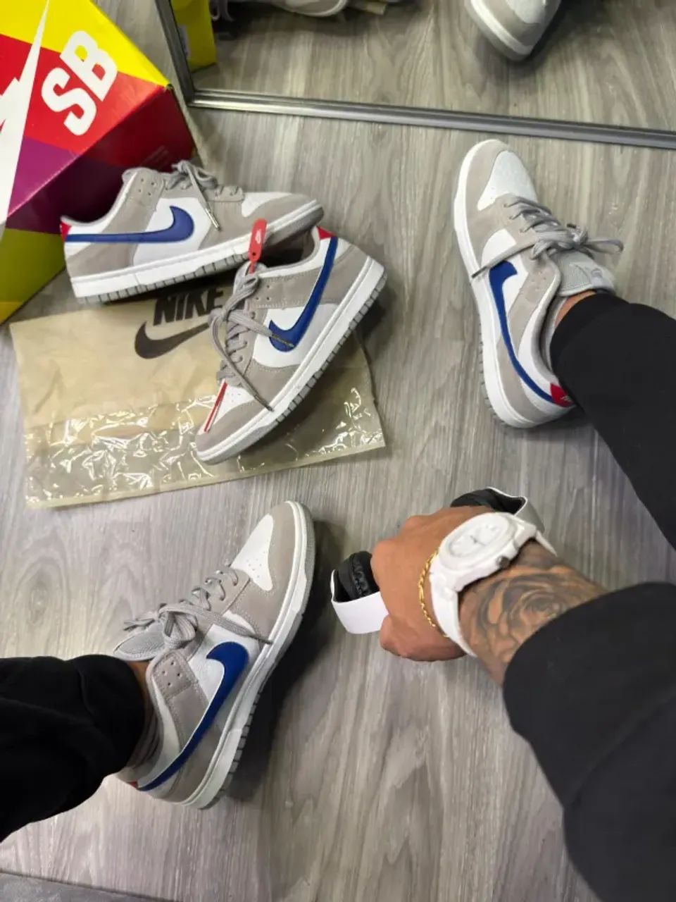 Tênis Nike Dunk Low Pro Cinza Azul - Foto 3