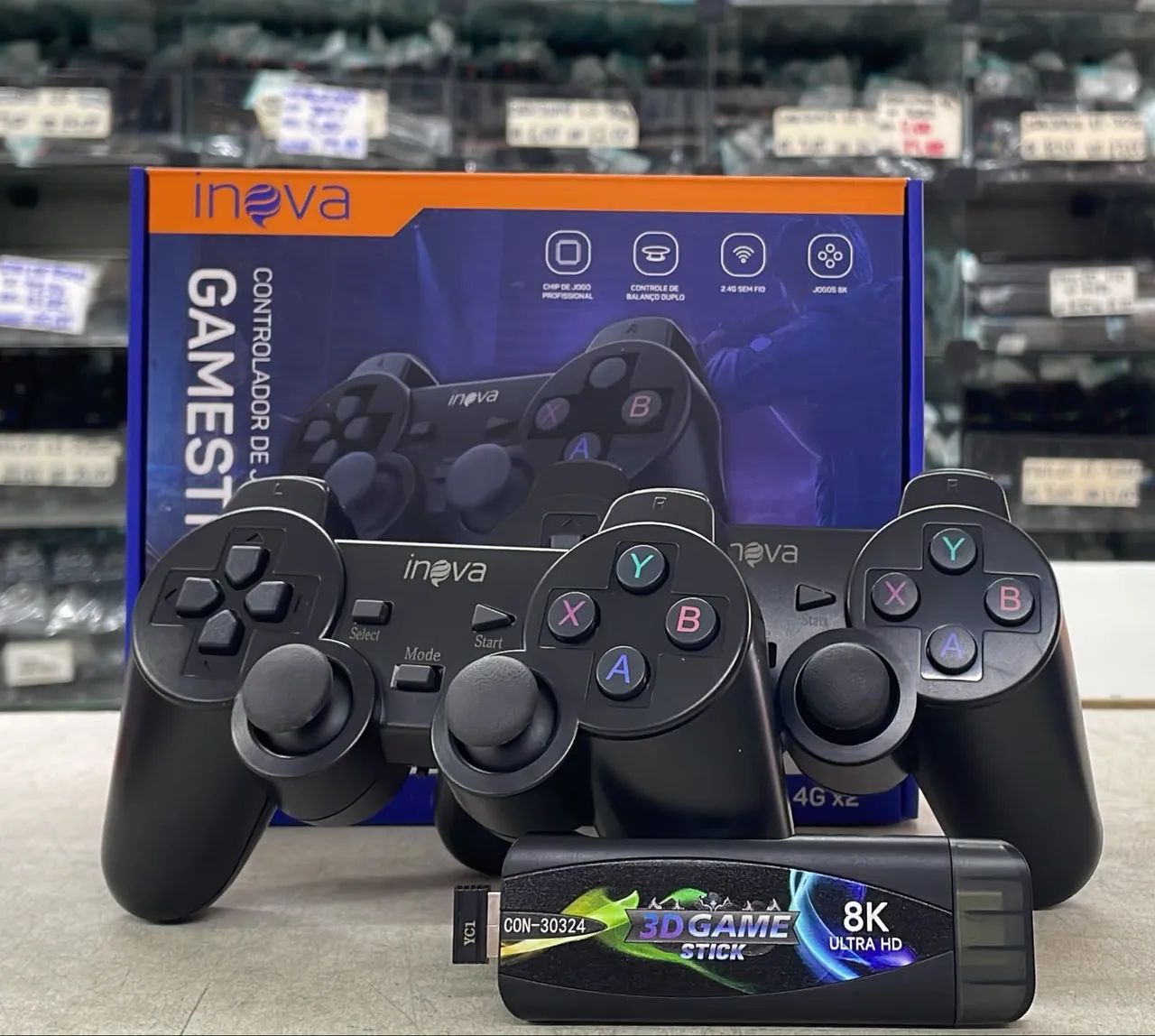Game stick retrô com 2 controles 