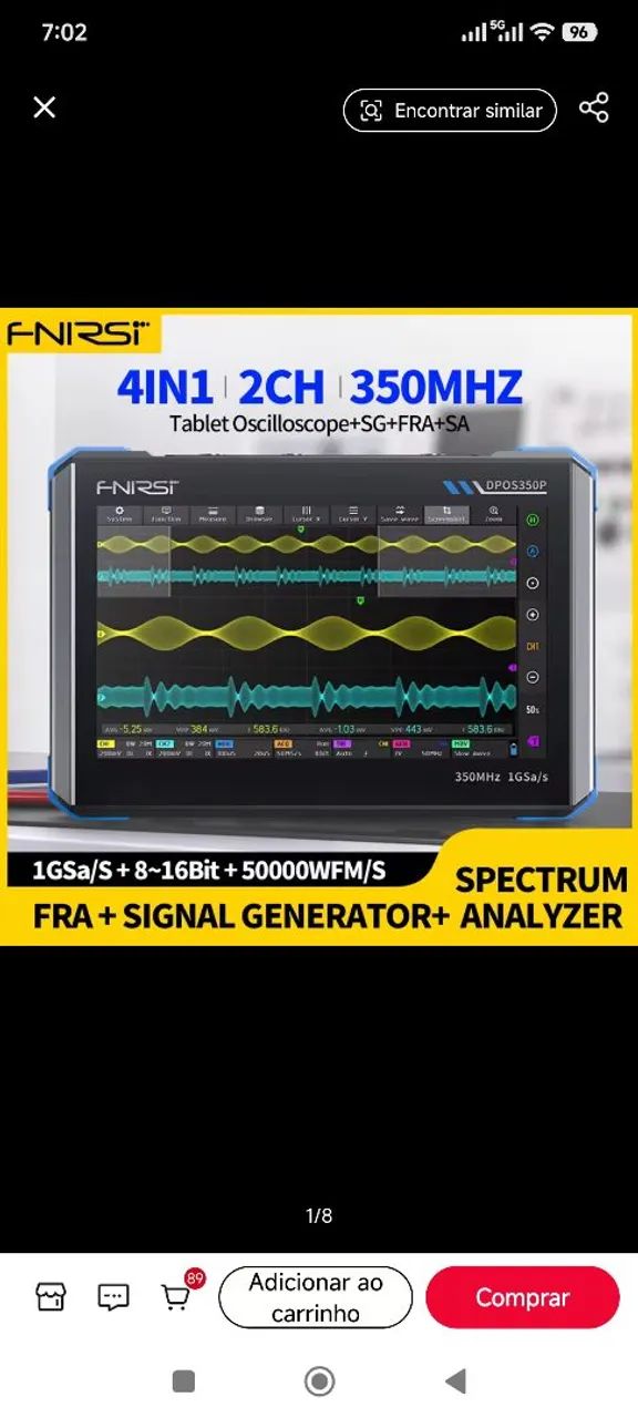 Osciloscópio 4 em um 350 MHz 