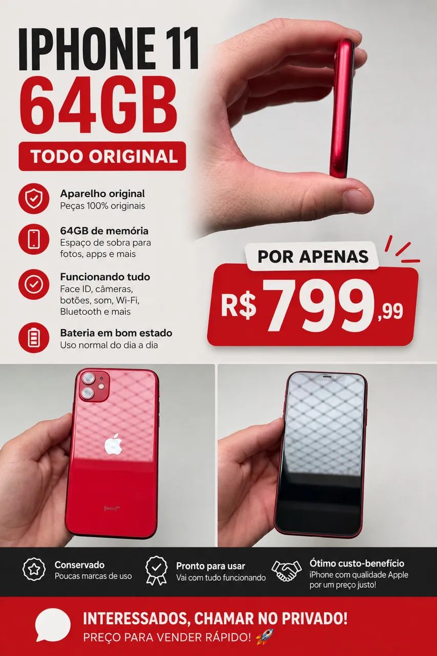 IPHONE 11 64GB - TODO ORIGINAL - R$ 799,99 