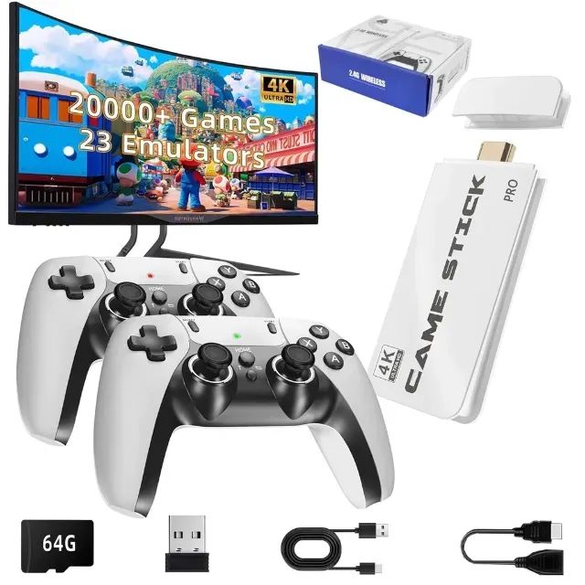 Vídeo Game Stick M15 Pro 4k 64gb +20mil Jogos Hdmi com 2 Controles Sem Fio - Foto 6