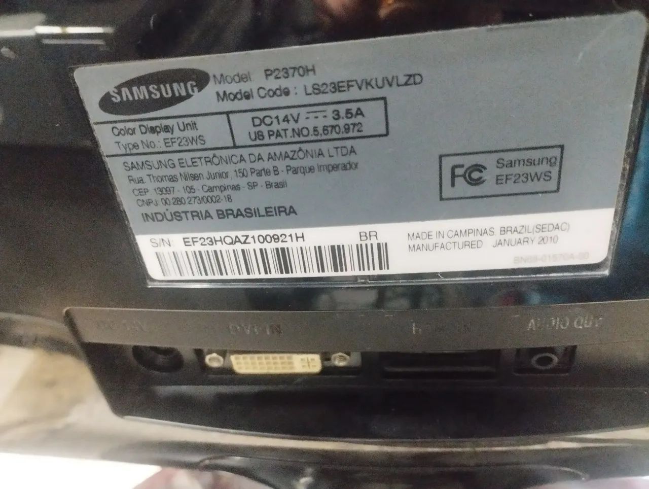 Monitor Samsung DVI/HDMI 23 polegadas. Usado . - Foto 6