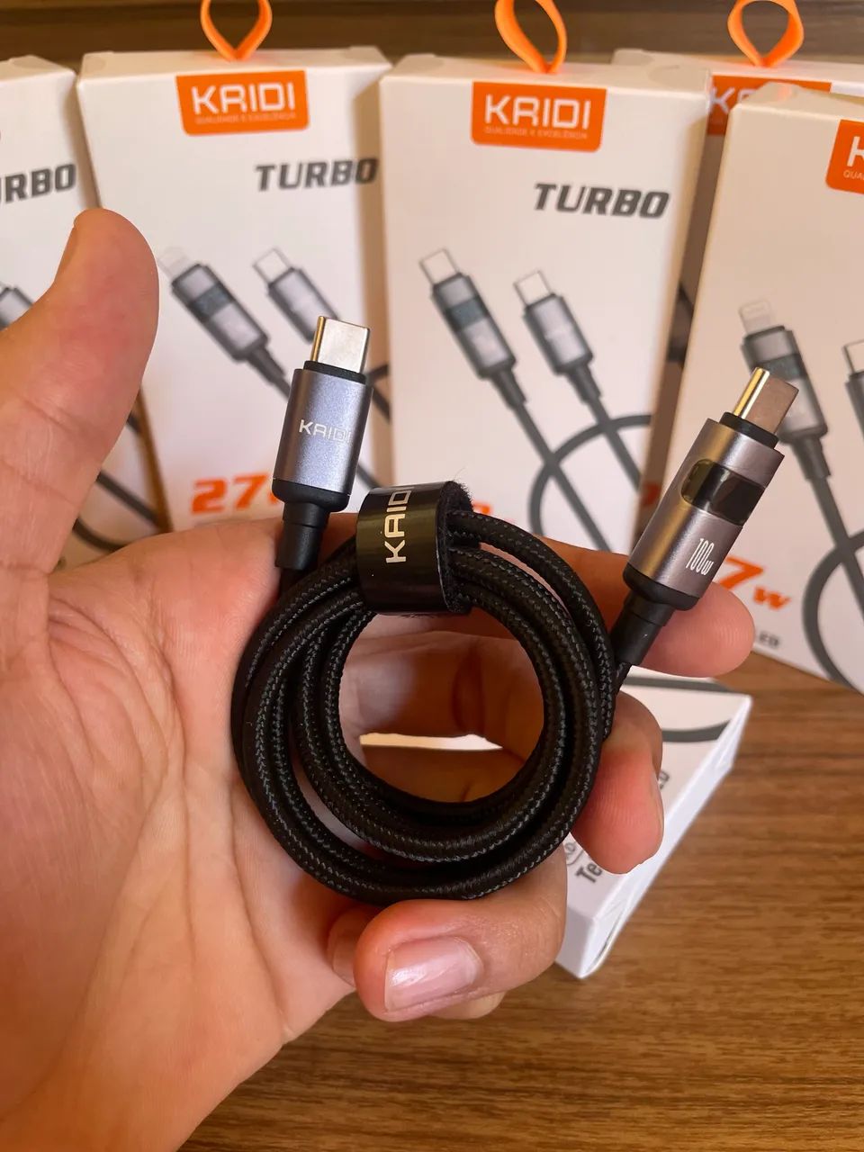Cabo USB-C para USB-C KAIDI 100W Turbo com Display LED  - Foto 3