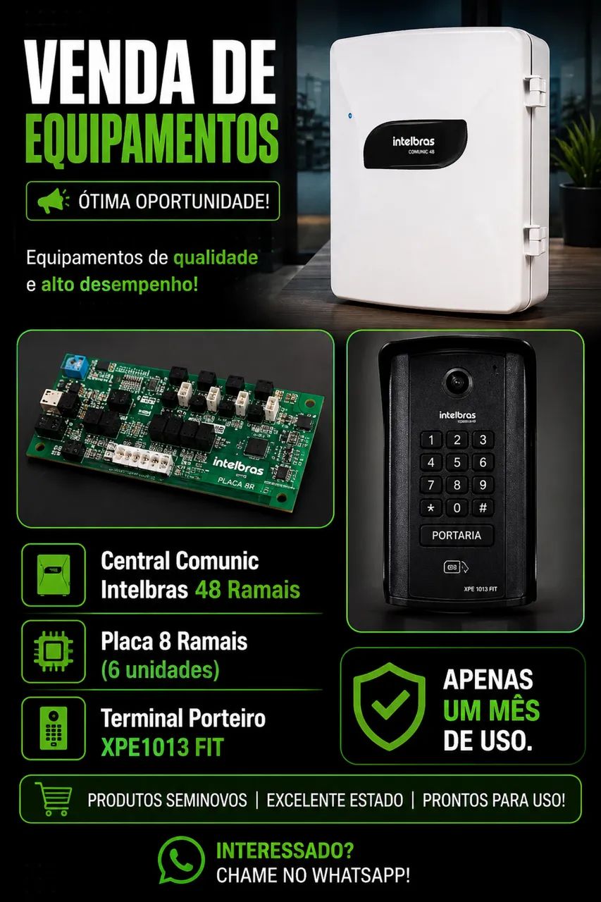 CENTRAL DE INTERFONE INTELBRAS 48 RAMAIS.