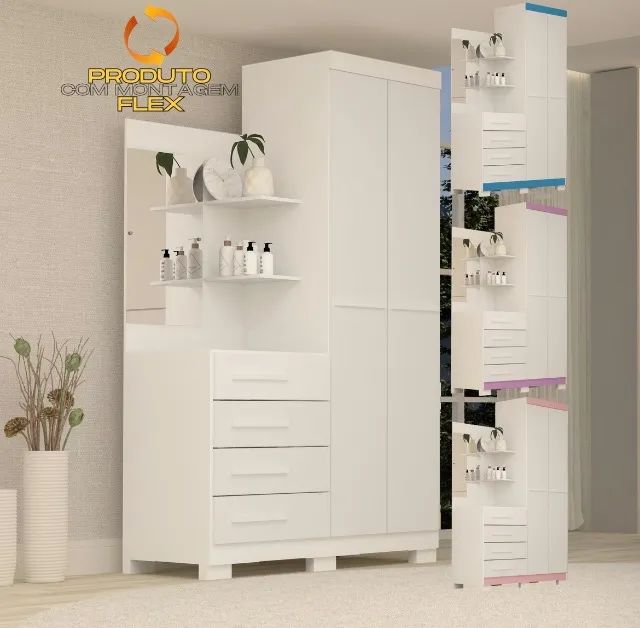 Guarda Roupa 2 Portas Color Flex 110 Branco - Foto 2