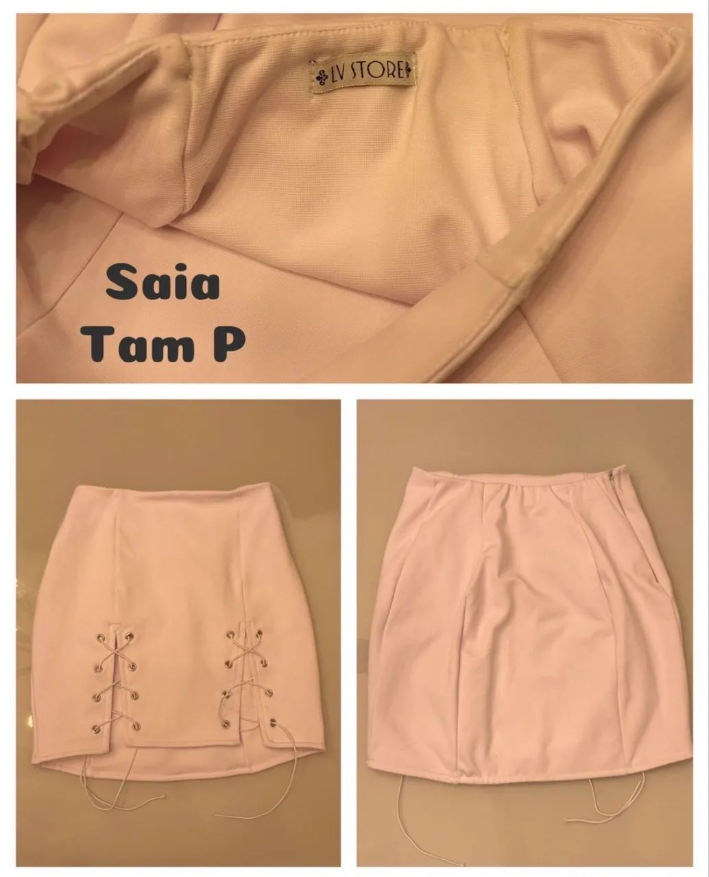 Saia branca com detalhes trançados