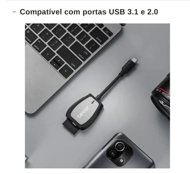 Leitor de Cartão SD e MicroSD Profissional Lexar USB 3