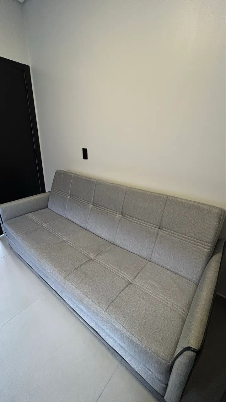 Sofá Cama 2,00m Cinza Linho - Foto 2