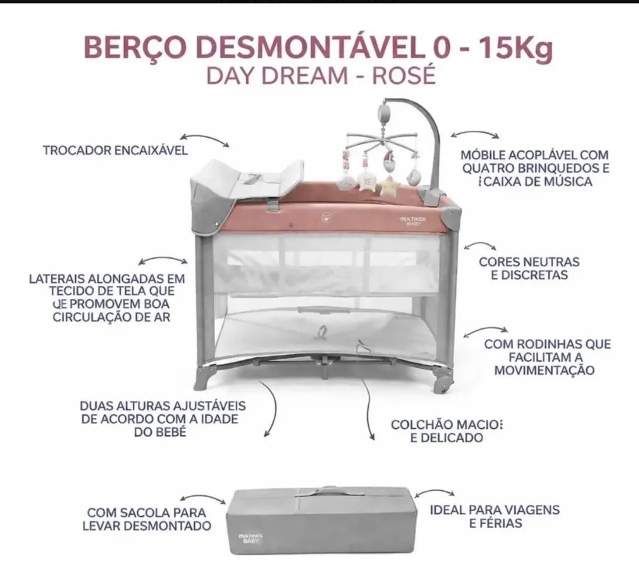 BERÇO DESMONTÁVEL MULTIKIDS - Foto 3