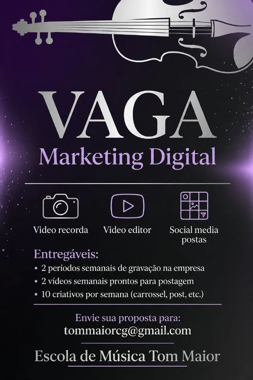 Vaga para marketing digital