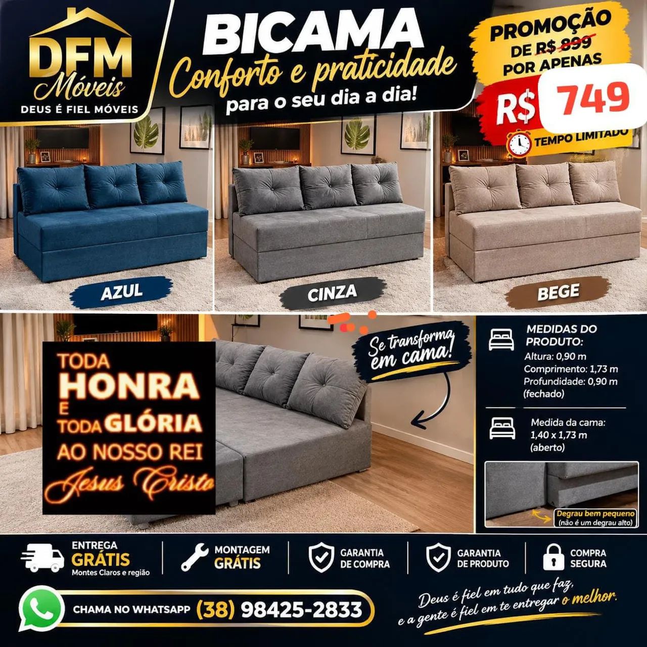 SofaBicama confortável e resistente ótimo para economizar espaço - Foto 2