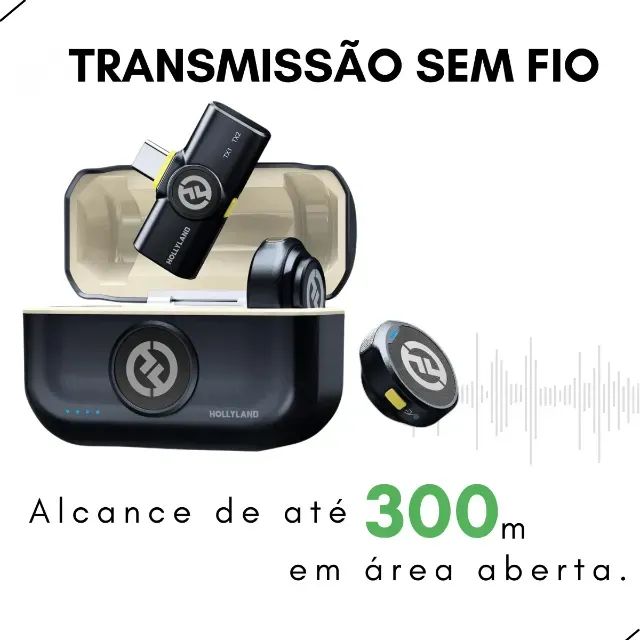 Hollyland Lark M2 Microfone Lapela Sem Fio, Compatível com Android, IPhone 15