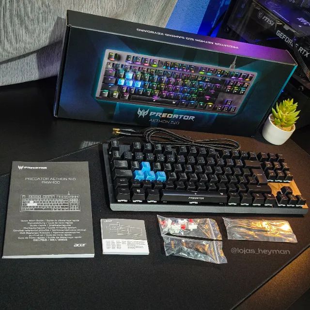  Teclado Gamer Mecânico Premium Acer Predator Aethon 510 TKL RGB ABNT2 Switch Blue 1ms - Foto 6