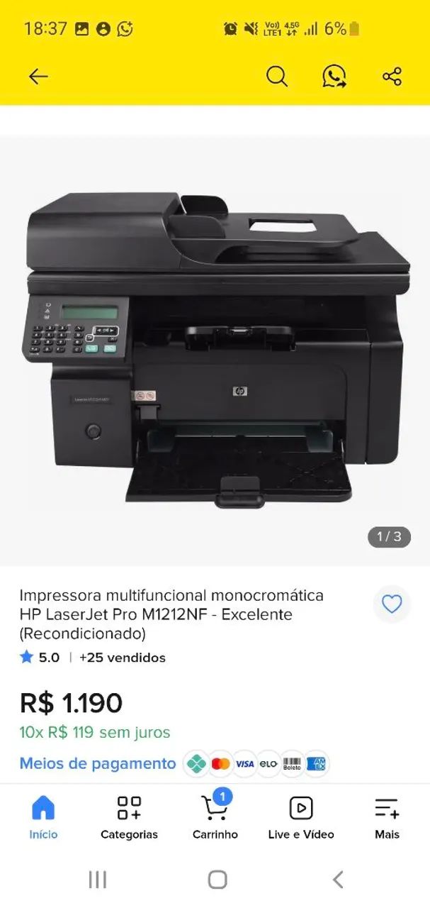Impressora monocromática HP Laserjet M1212Nf MFP - Foto 3