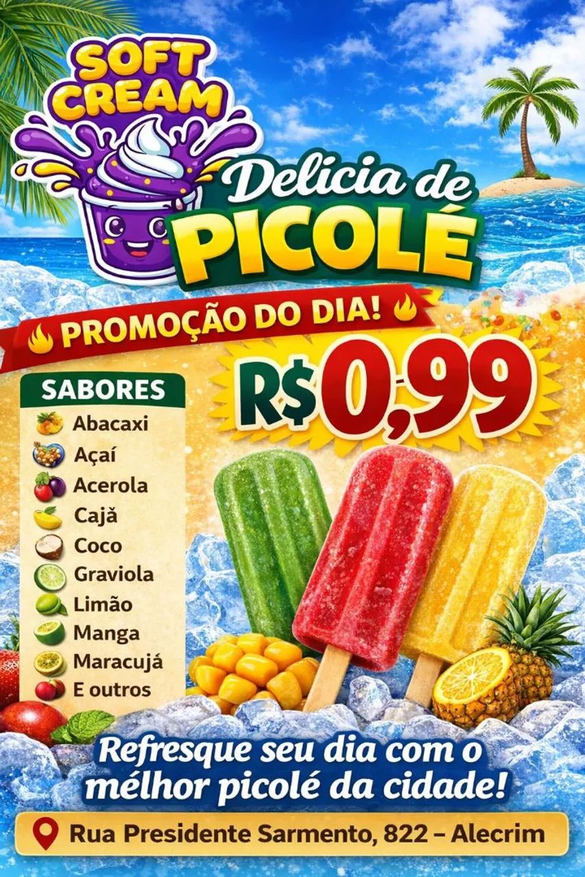 PICOLÉ TROPICAL DE FRUTAS E CREMOSO AO LEITE - Foto 2