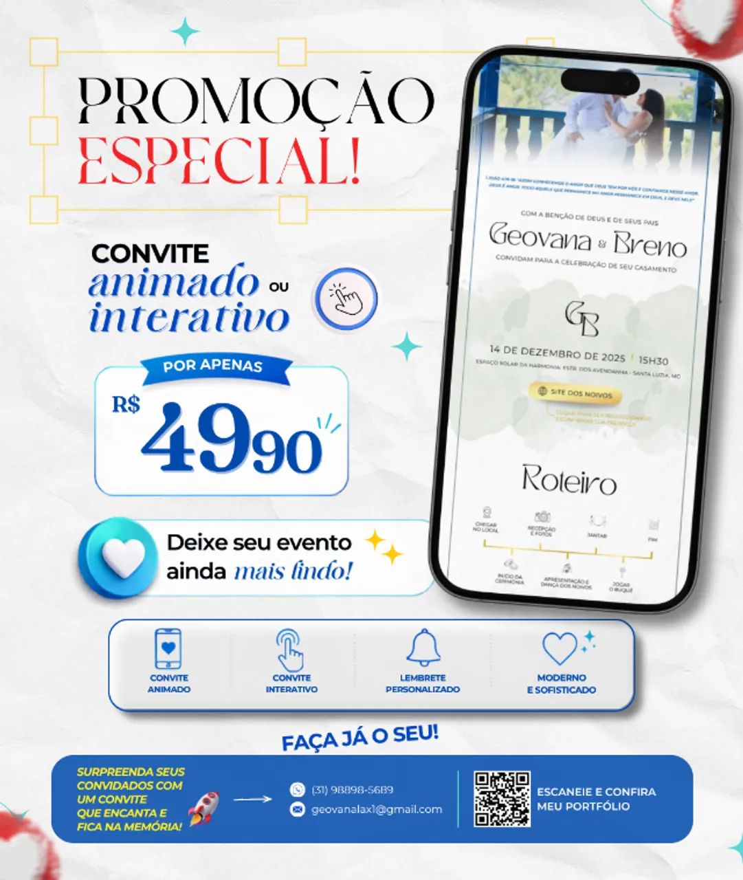 Convite personalizado interativo ou animado