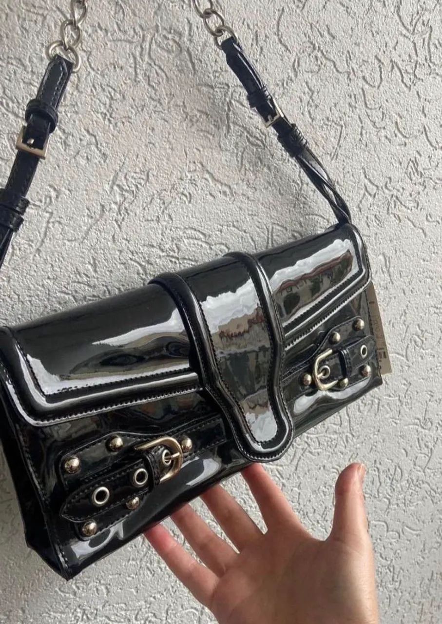 Bolsa preta ombro verniz  - Foto 2