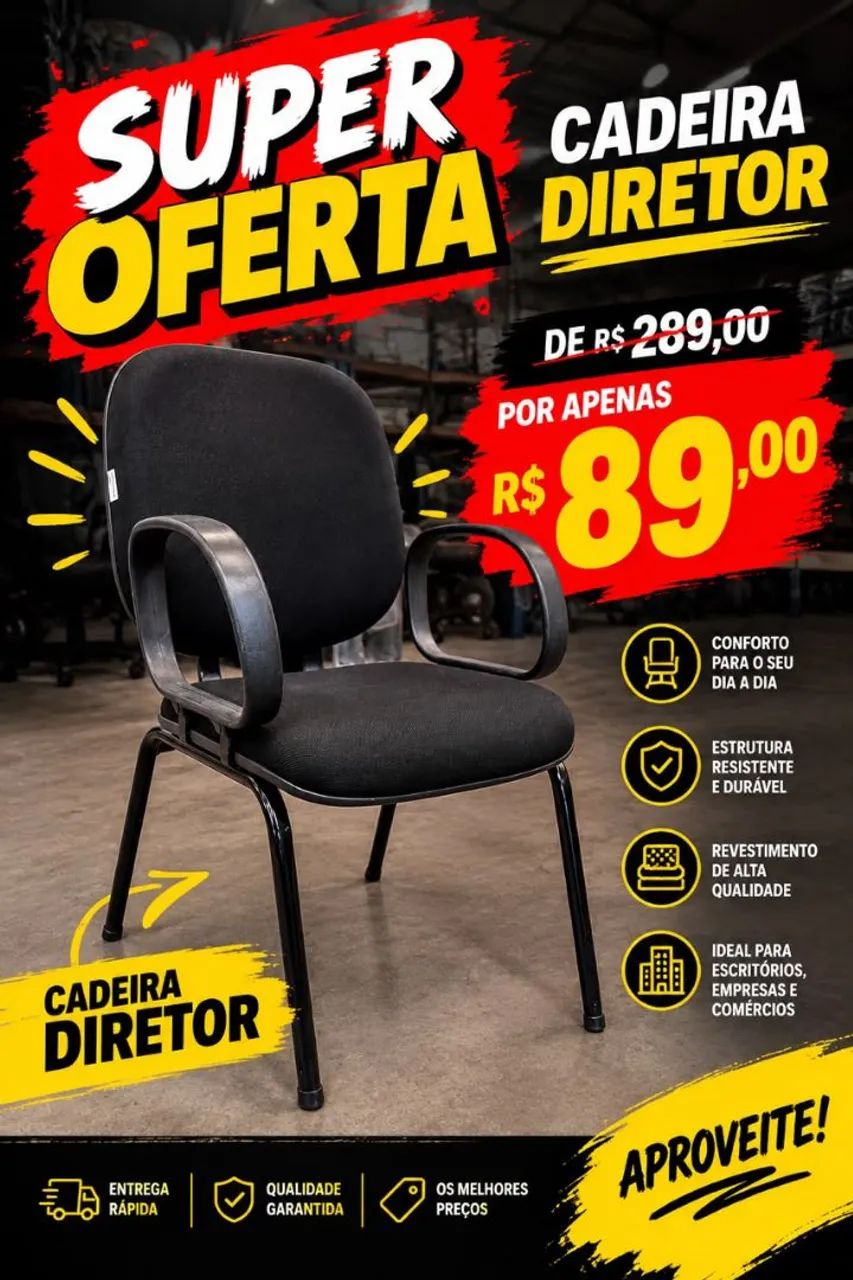 MEGA OFERTA: CADEIRA DIRETOR FIXA SEMI-NOVA