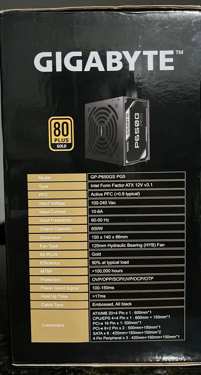 Fonte Gigabyte P650G PG5 650W 80 Plus Gold - Foto 2