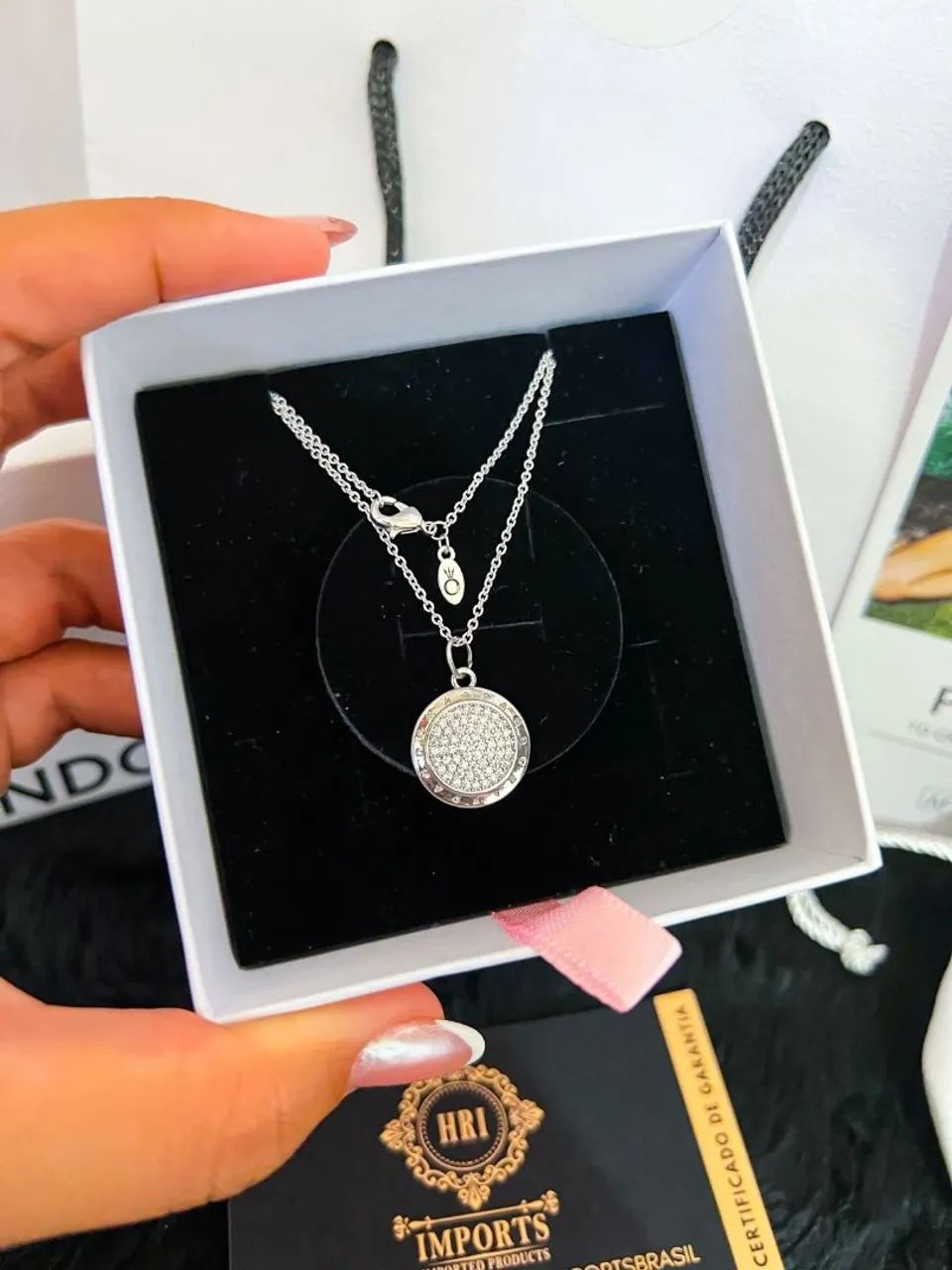 Colar pandora logo pave  - Foto 3