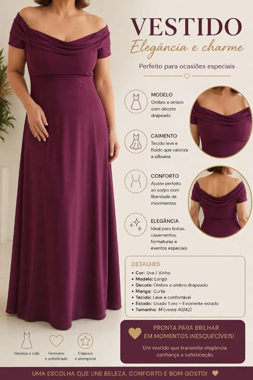 Vestido longo para festa.