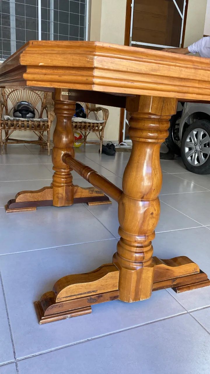 Conjunto de Mesa Rústica Antiga com 06 Cadeiras em Madeira Maciça  - Foto 3