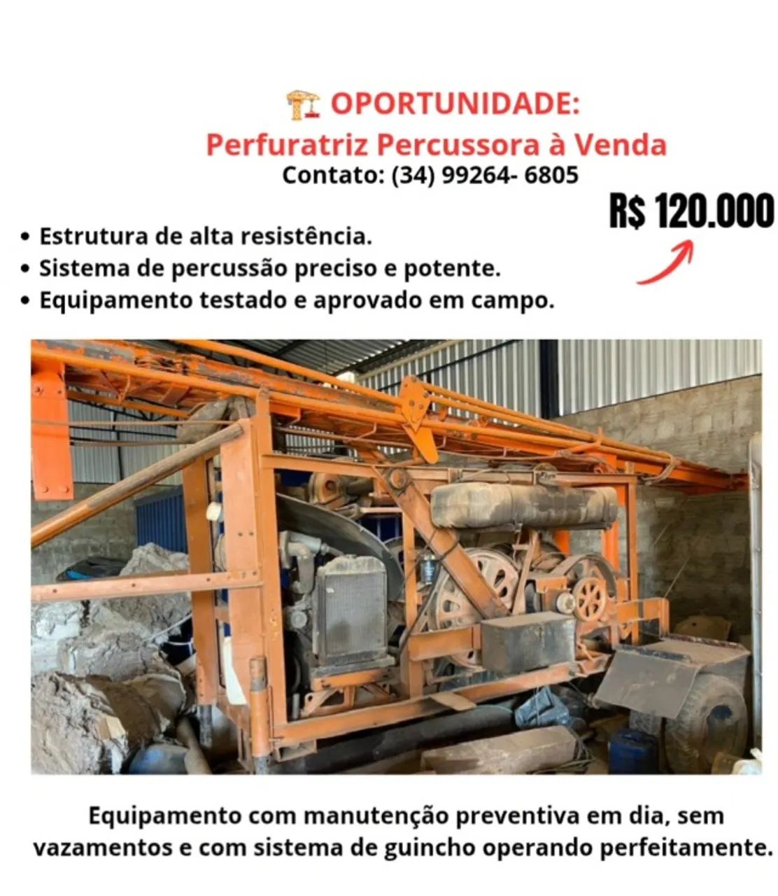 Máquina percussora para Perfuração de Poços artesianos