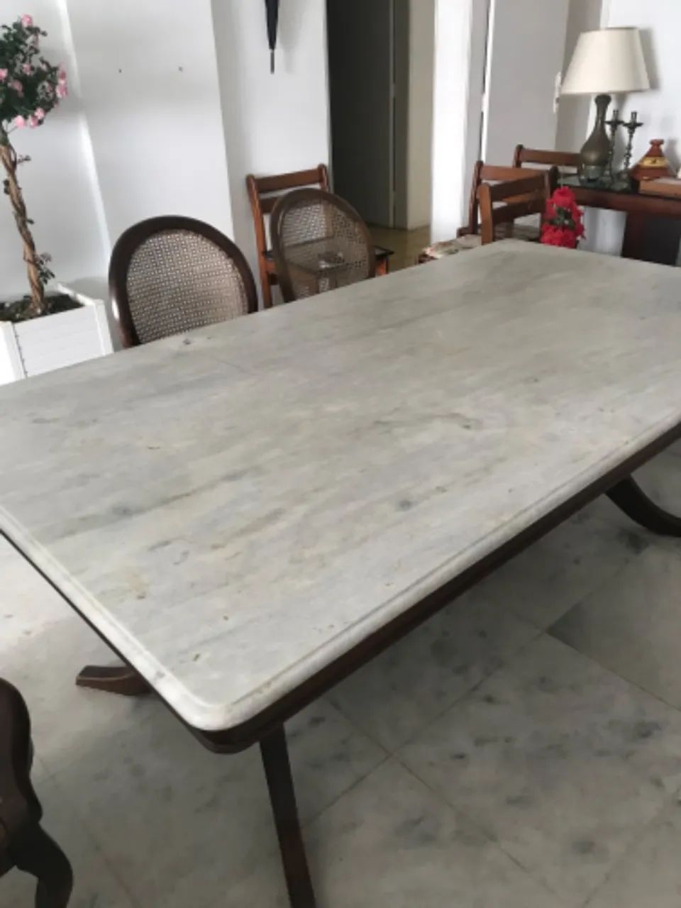 Mesa de mármore antiga retangular 