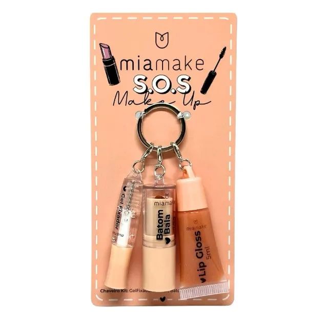 Kit Maquiagem Chaveiro Mia Make S.O.S - Batom, Gloss e Gel - Foto 5