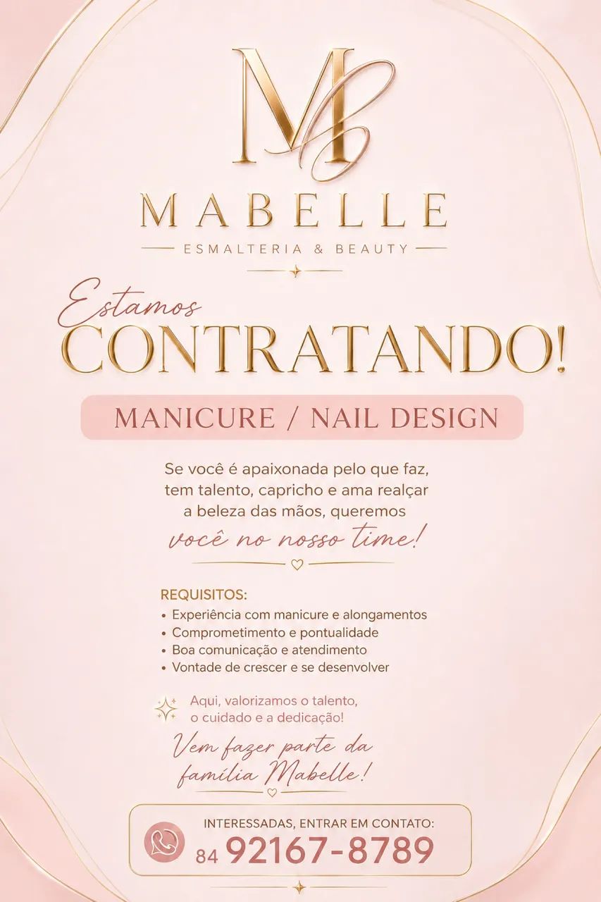 Vaga para Manicure/ Nail desing 
