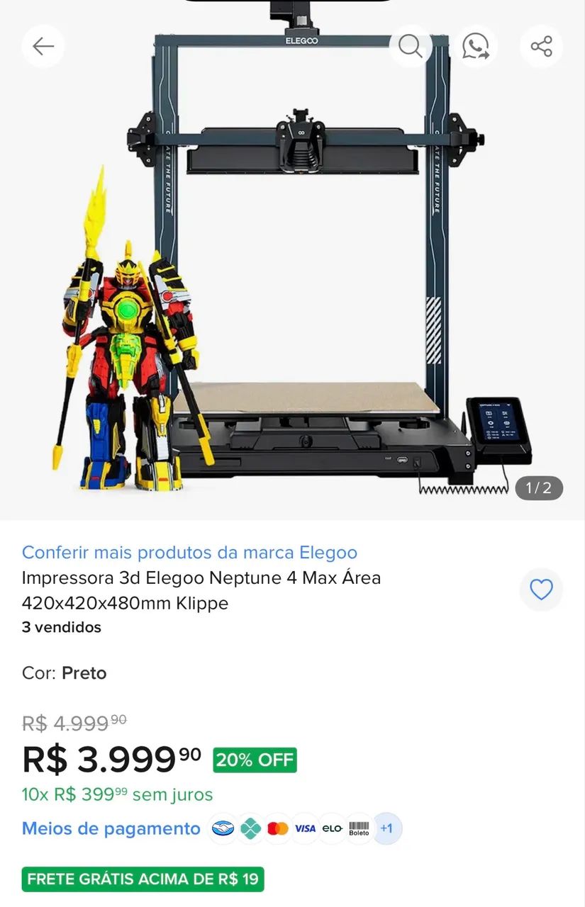 Impressora 3D Elegoo Neptune 4 Pro - Foto 3