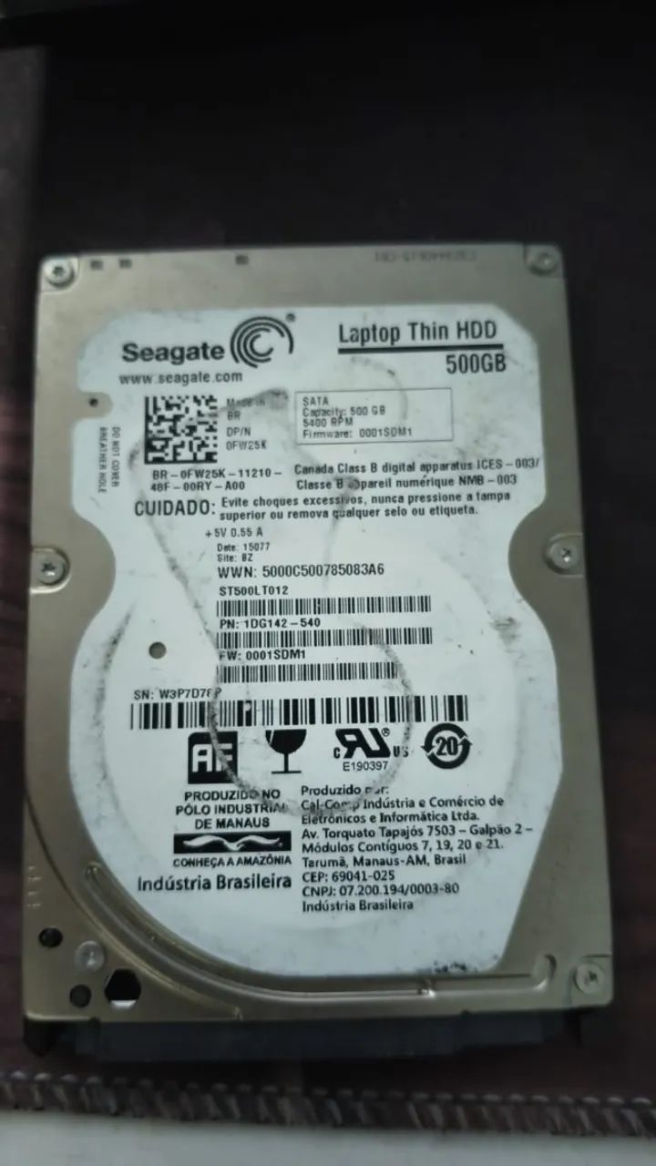 HD 500GB Seagate Laptop Thin HD Usado
