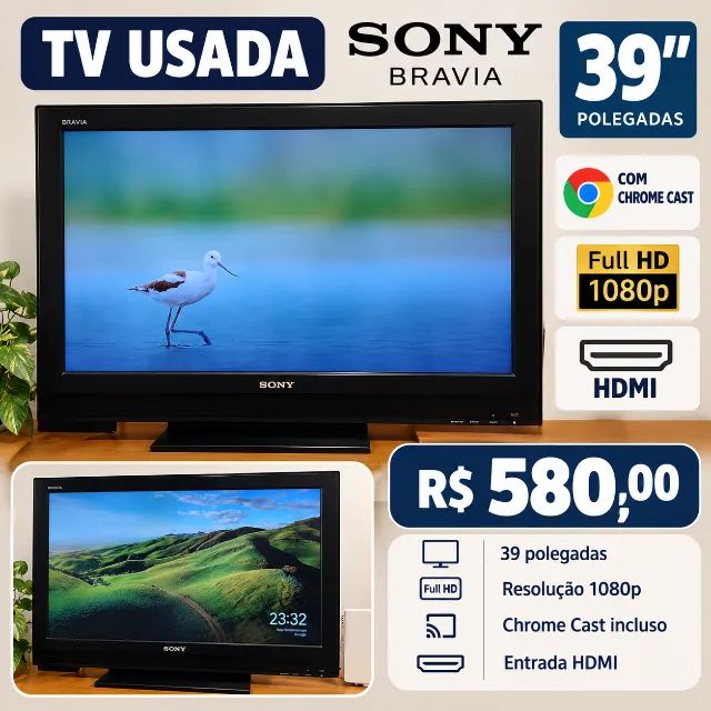 TV 39 POLEGADAS SONY ACOMPANHA CHROME CAST 