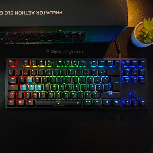  Teclado Gamer Mecânico Premium Acer Predator Aethon 510 TKL RGB ABNT2 Switch Blue 1ms