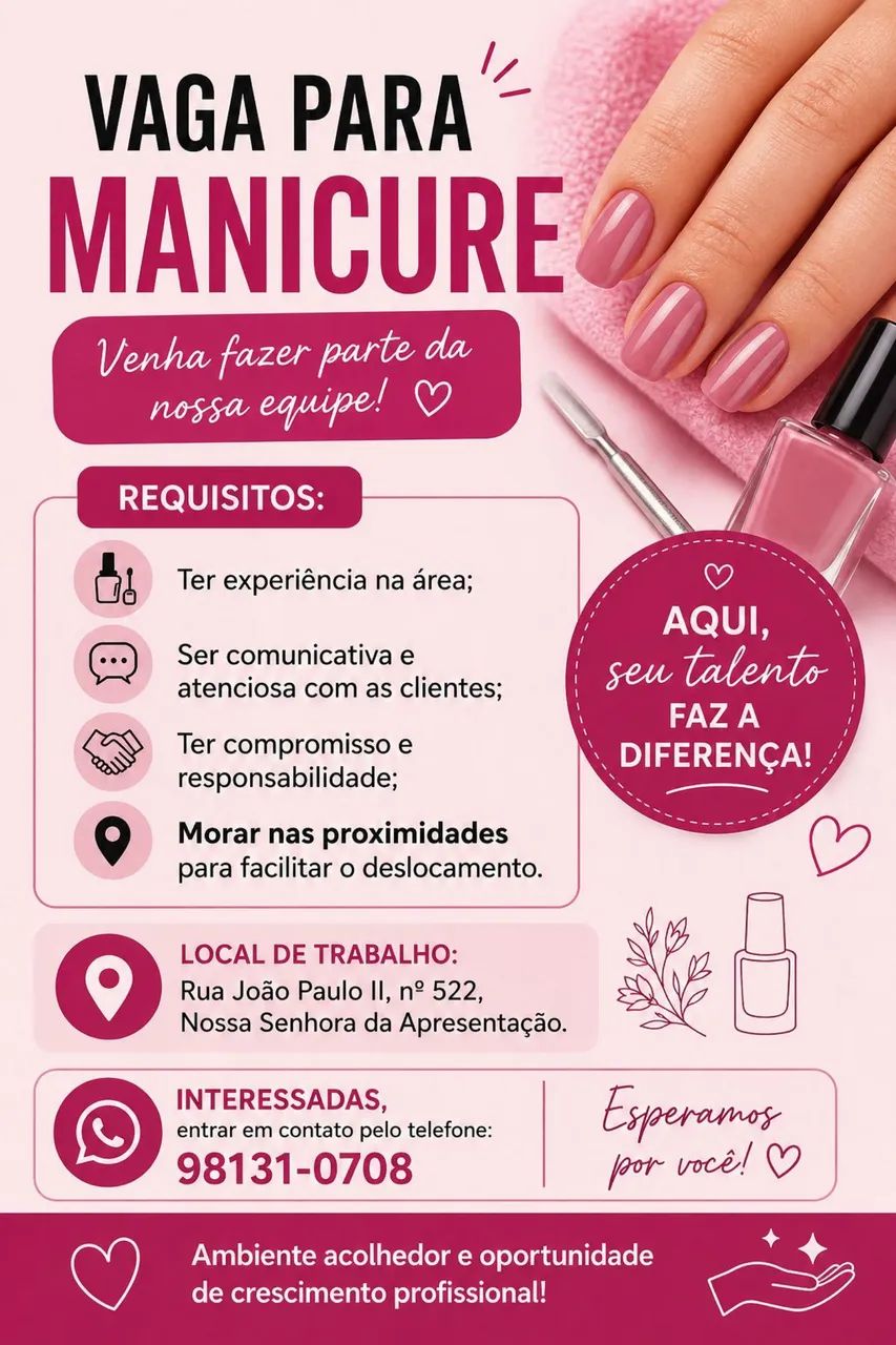 Vaga de emprego (Manicure)