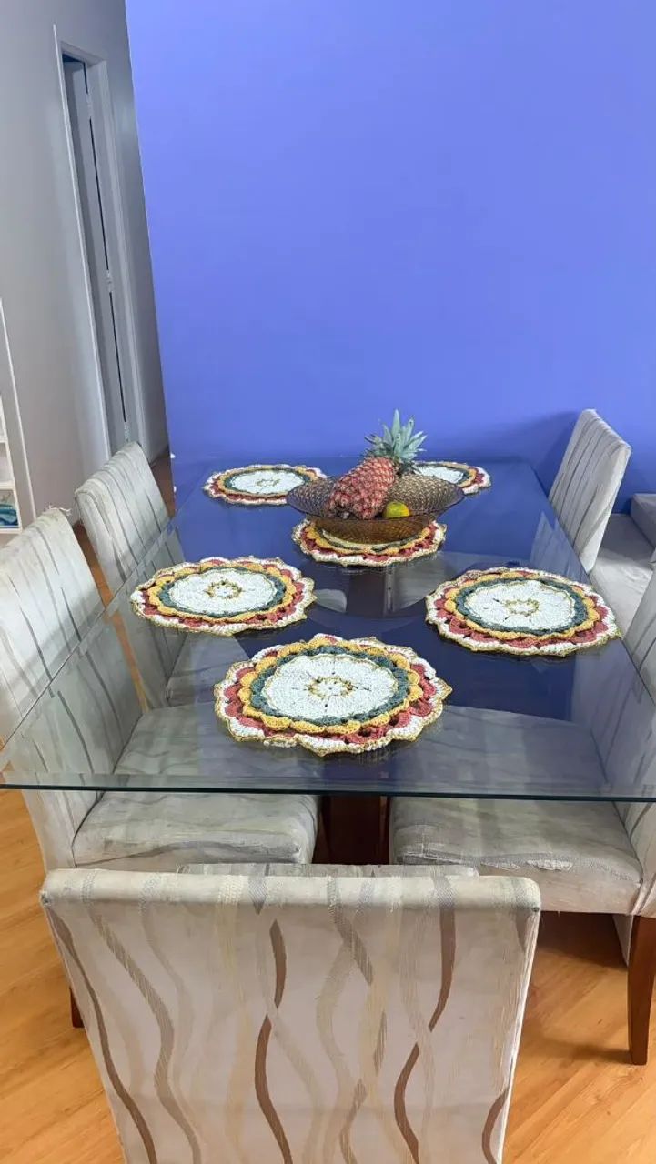 Mesa de Jantar vidro 6 lugares