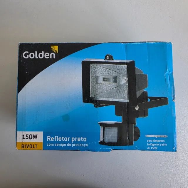 Refletor Preto Golden - Com Sensor Presença - 150W - Bivolt