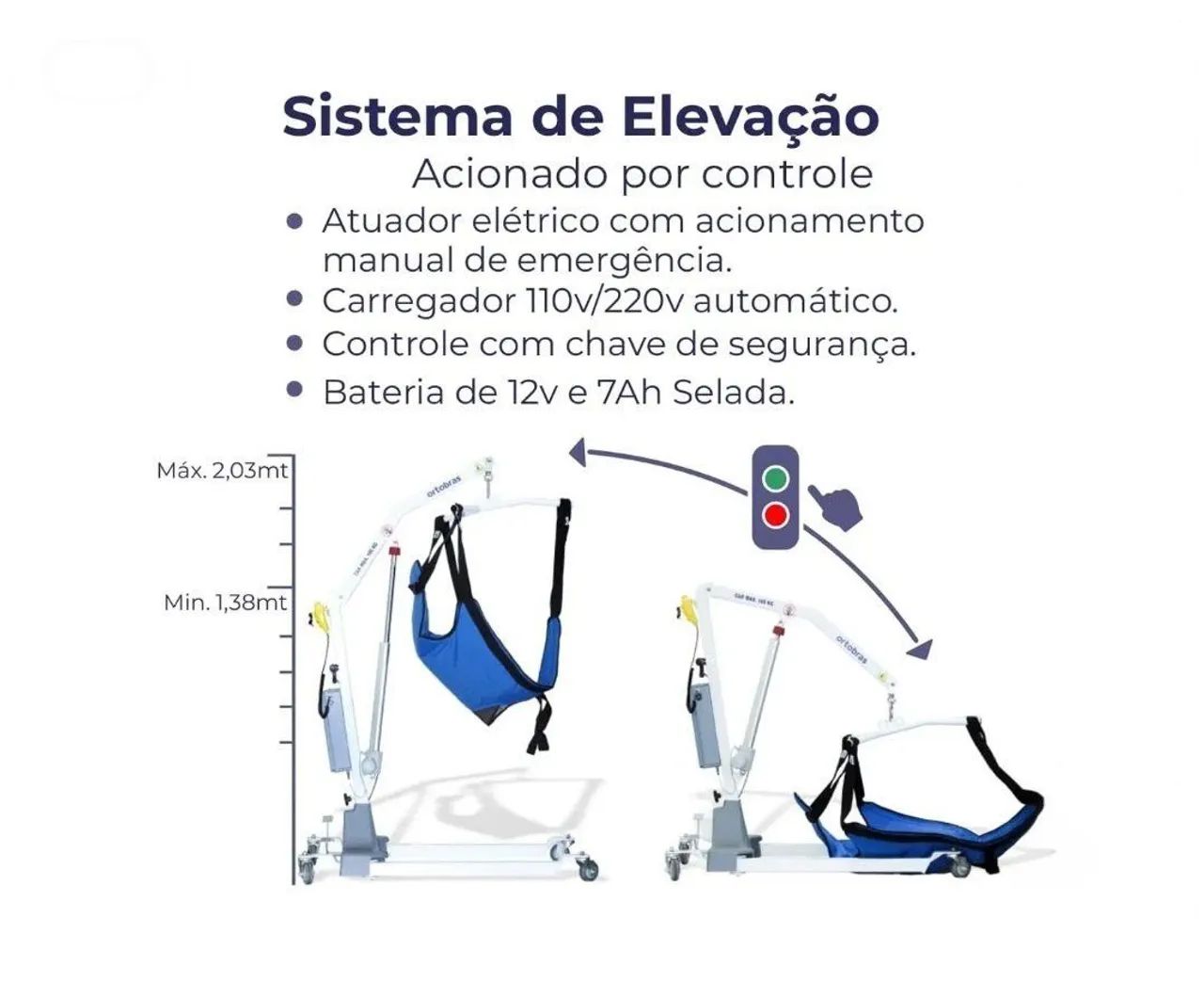 Elevador de transferência elétrico ortobras 180kg... - Foto 3
