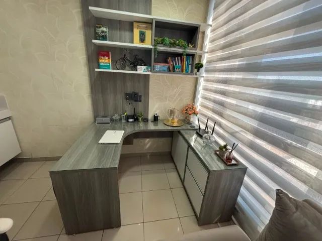 Escrivaninha em L completa com armário e prateleiras - MDF - Palmas - Foto 2