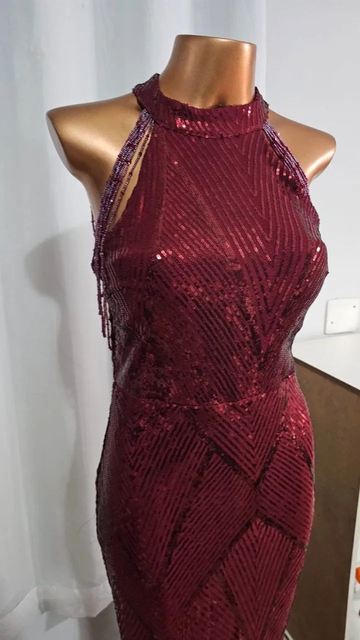 Vestido de formatura vermelho com paetês - Foto 3