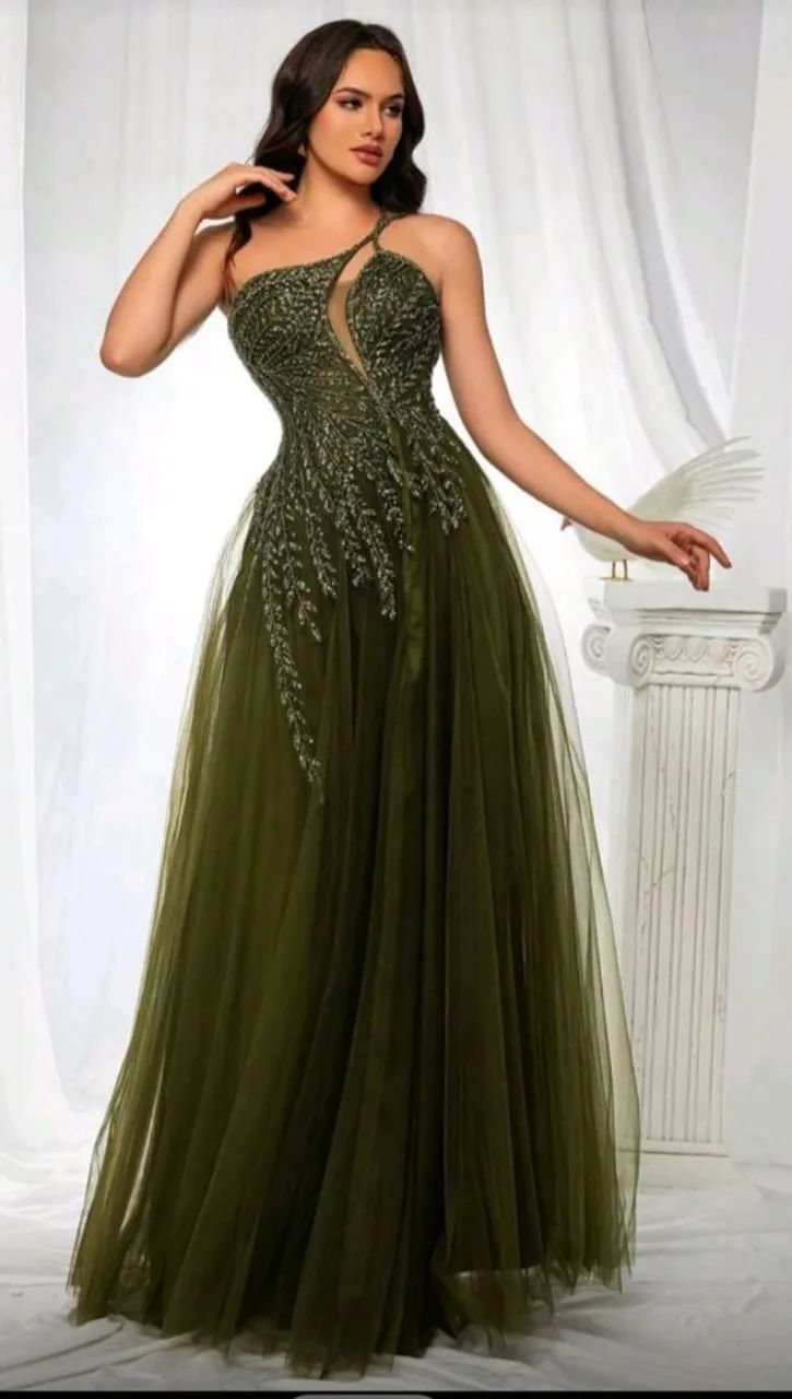 VESTIDO DE FESTA VERDE OLIVA - Foto 4