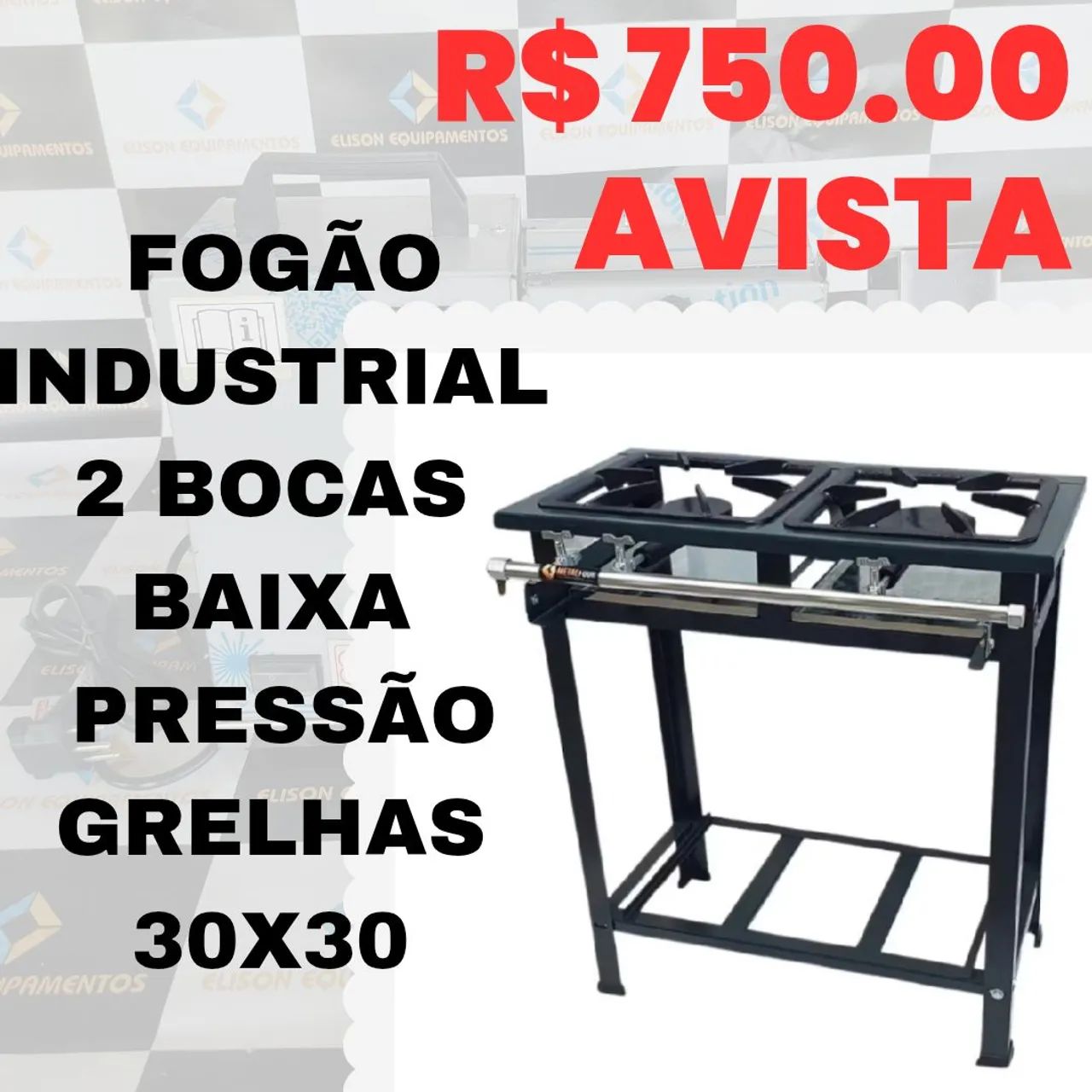 Fogão industrial 2 bocas baixa pressão 