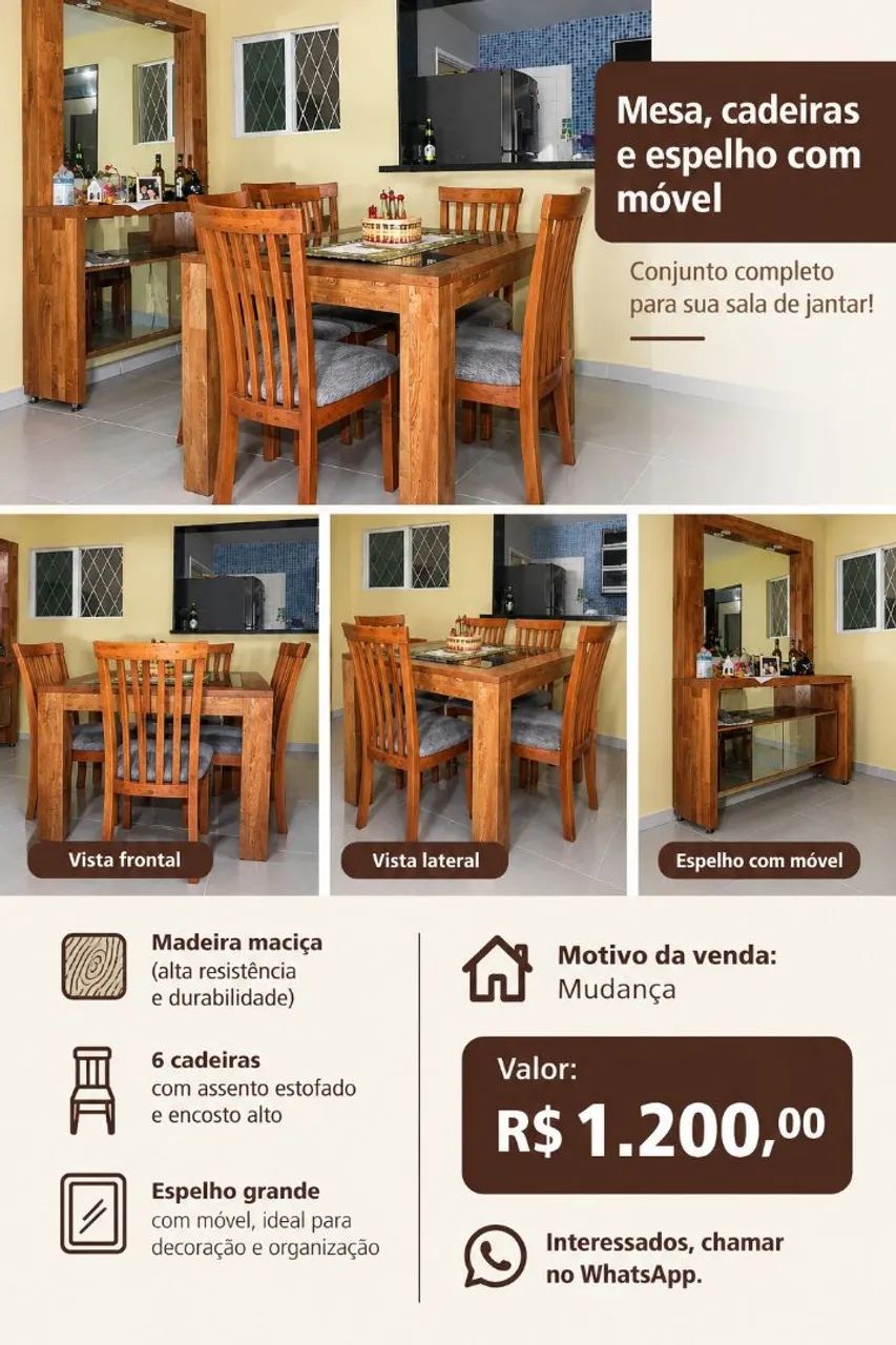 Mesa com 6 cadeiras 