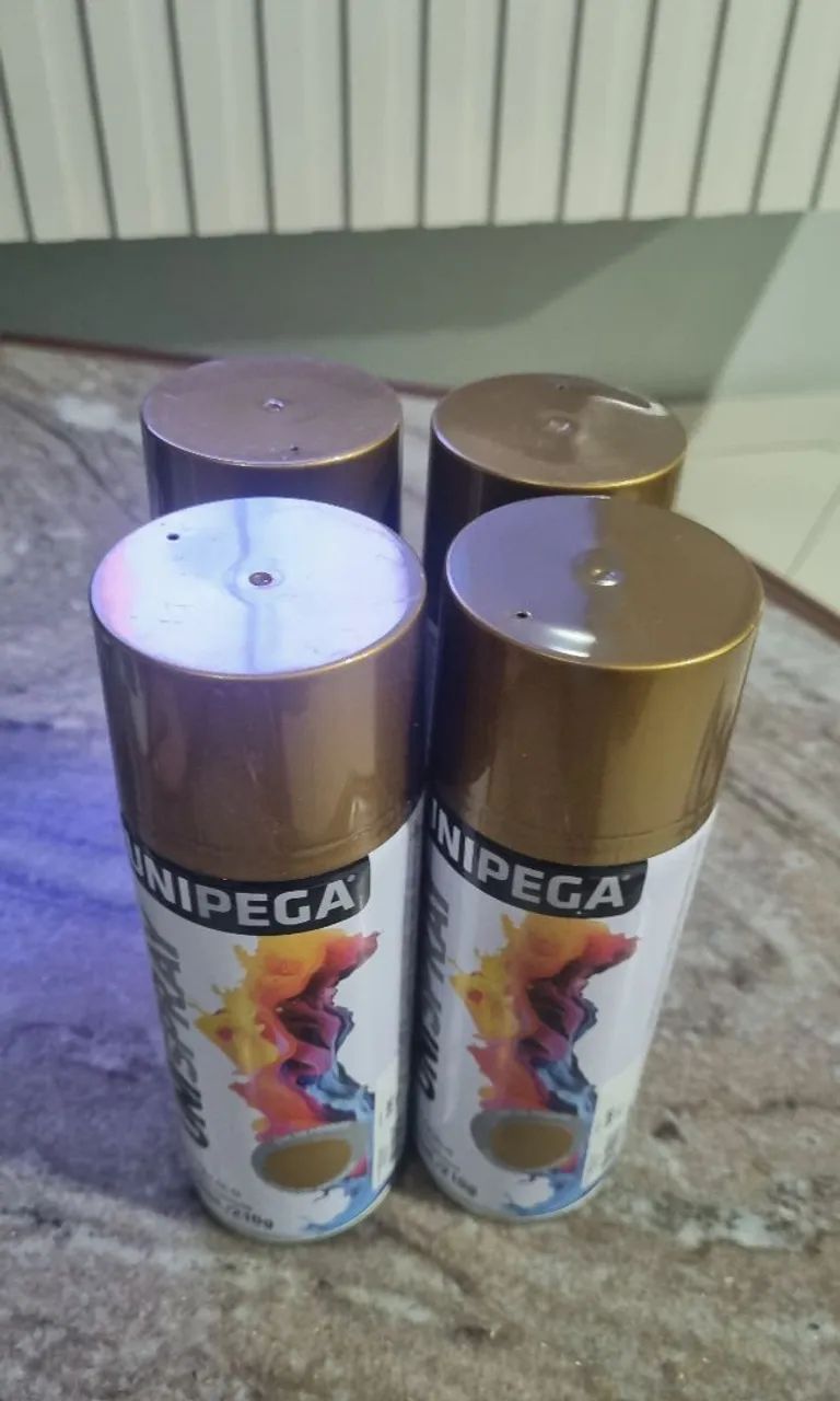Kit com 4 Tintas Spray Metálico Unipega Ouro 350ml - Novas - Foto 4