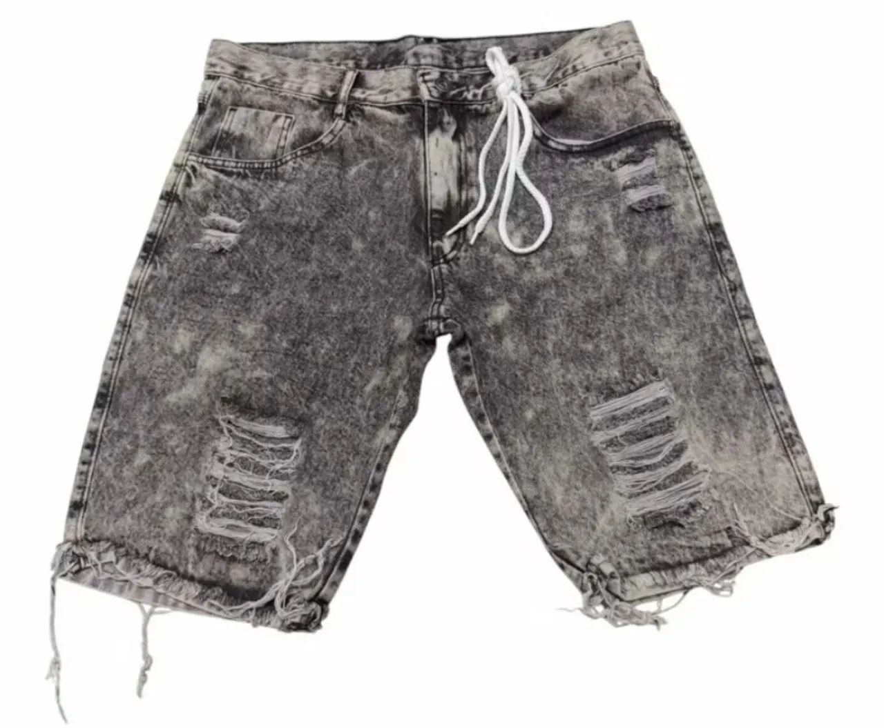Bermuda jeans rasgada lavada 