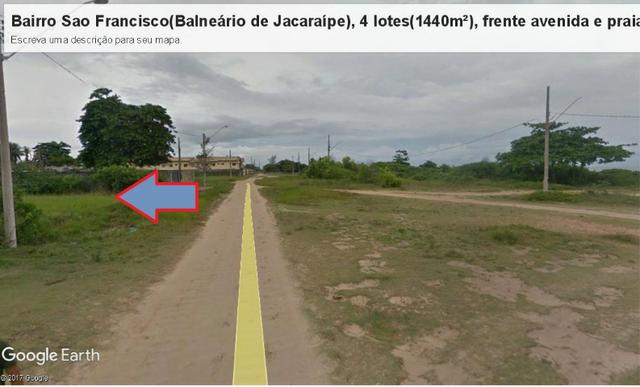 04 Lotes juntos, 360 m² cada, de frente à praia e avenida, no Balneário de Jacaraípe - Foto 4