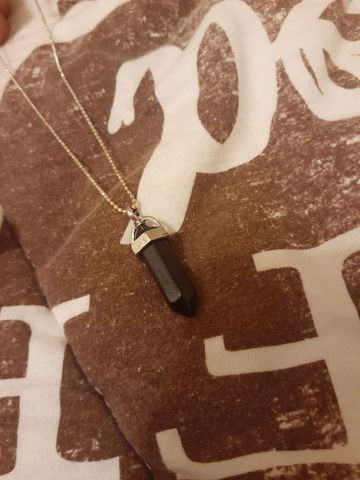 Corrente com pingente de quartzo preto - Foto 2